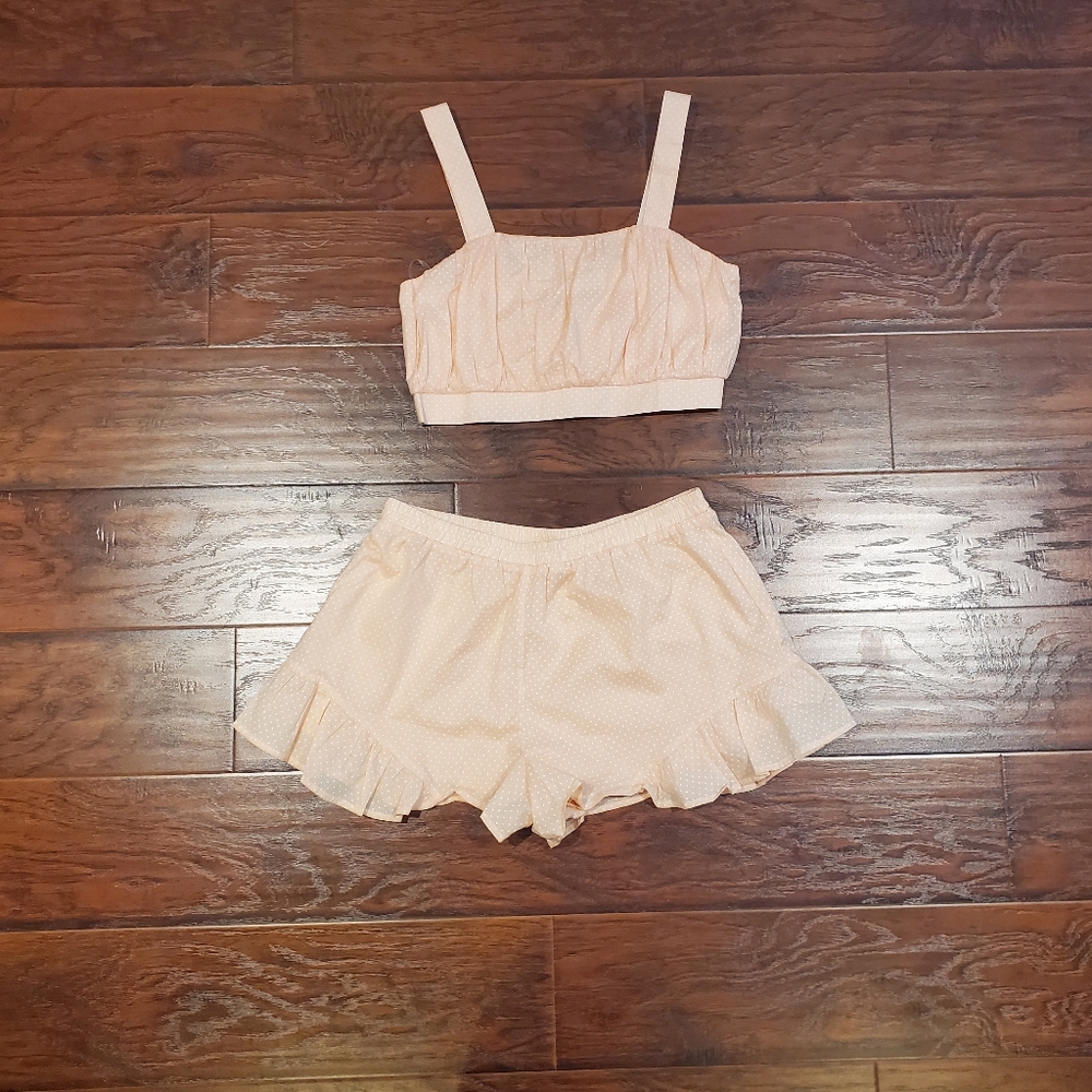 New Favlux Crop Top and Skirt Orange two Piece Set